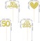 12 PCS 50th Anniversary Centerpiece Sticks Double Sided Gold Glitter